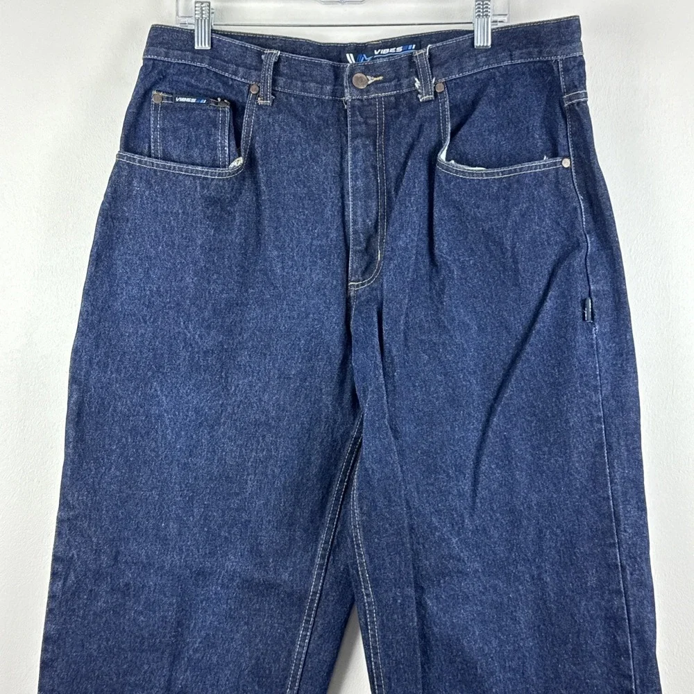 Vintage Vibes Jeans Mens 38x34 Blue Denim Baggy Loose Jeanetics Y2K Wide Leg